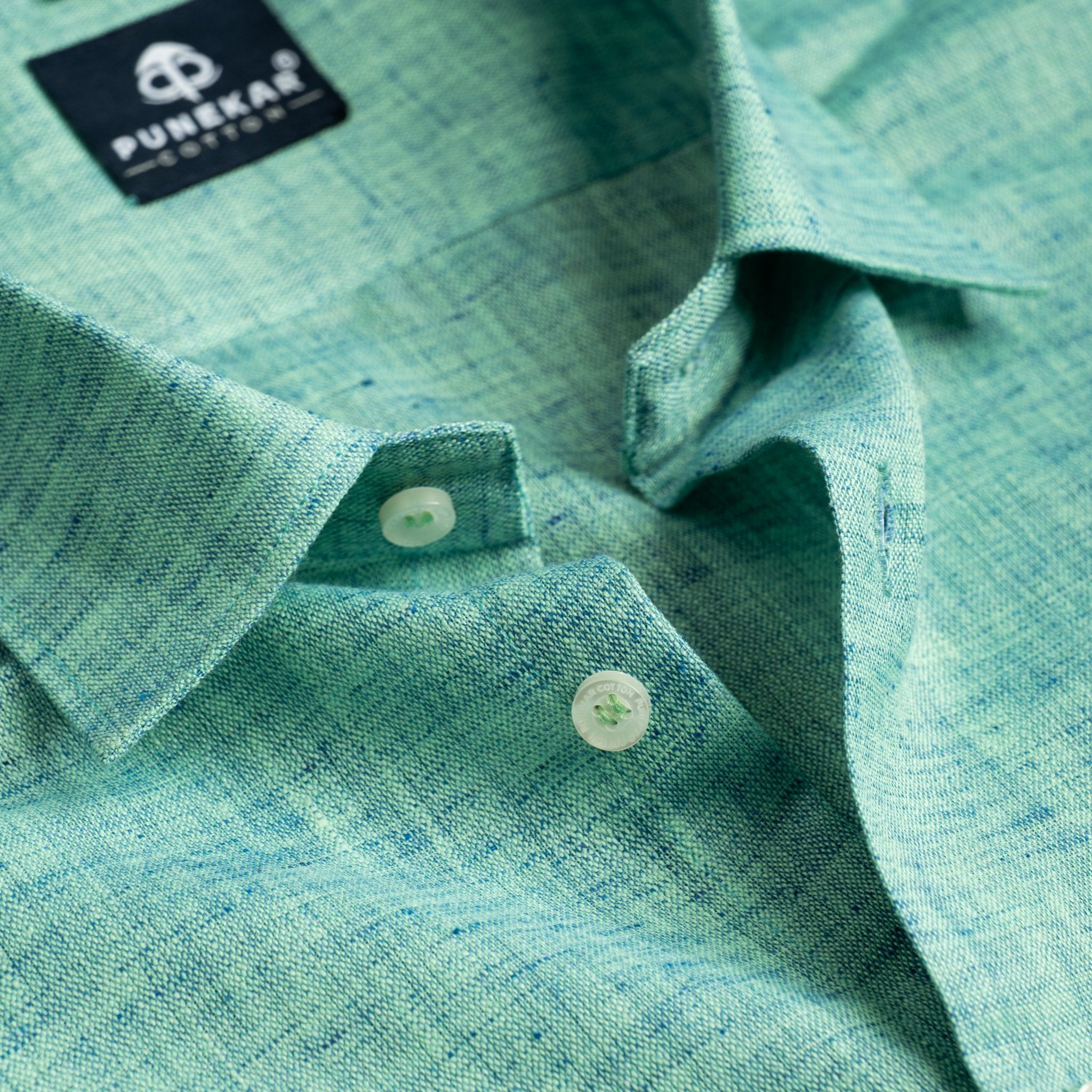 Aqua Green Color Poly Cotton Shirt For Men - Punekar Cotton