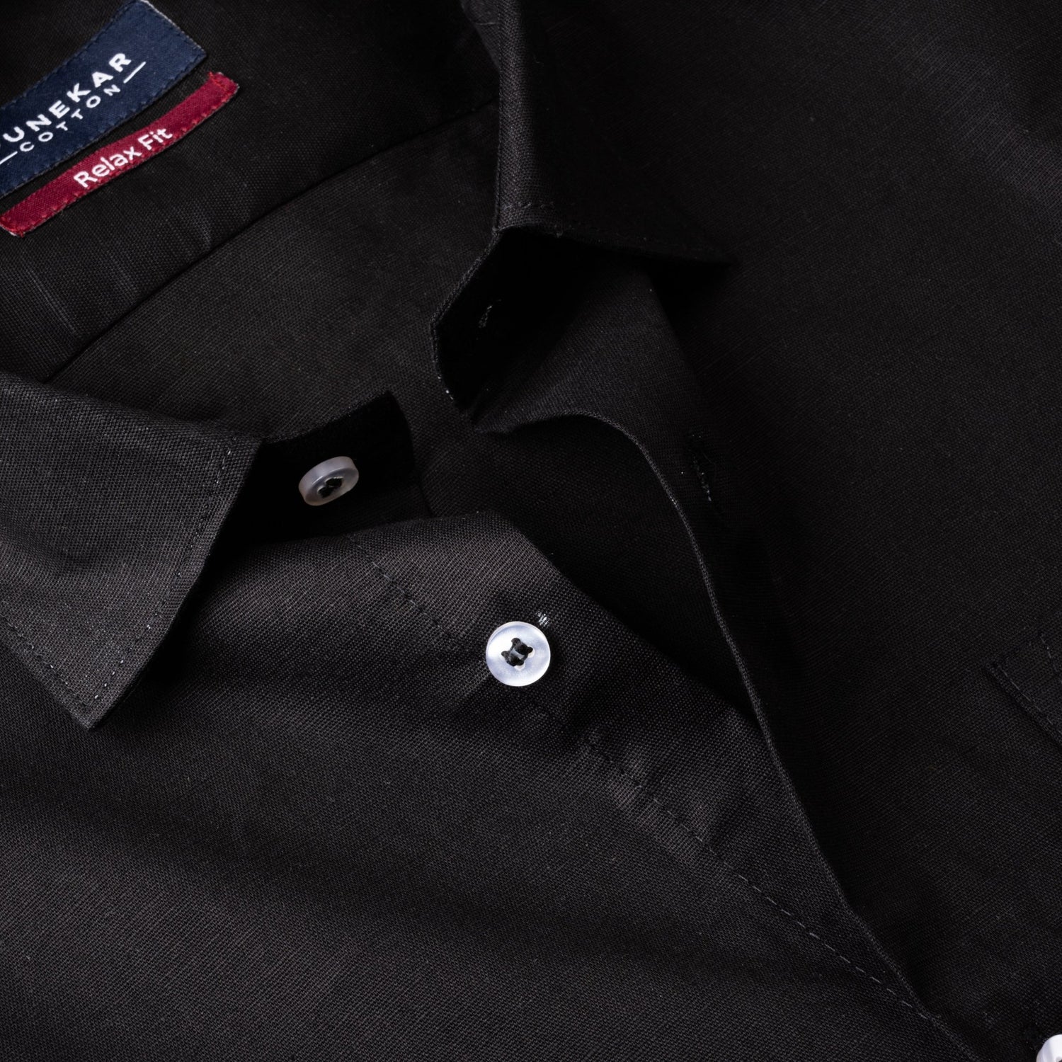 Black Color Solid Pure Cotton For Men - Punekar Cotton