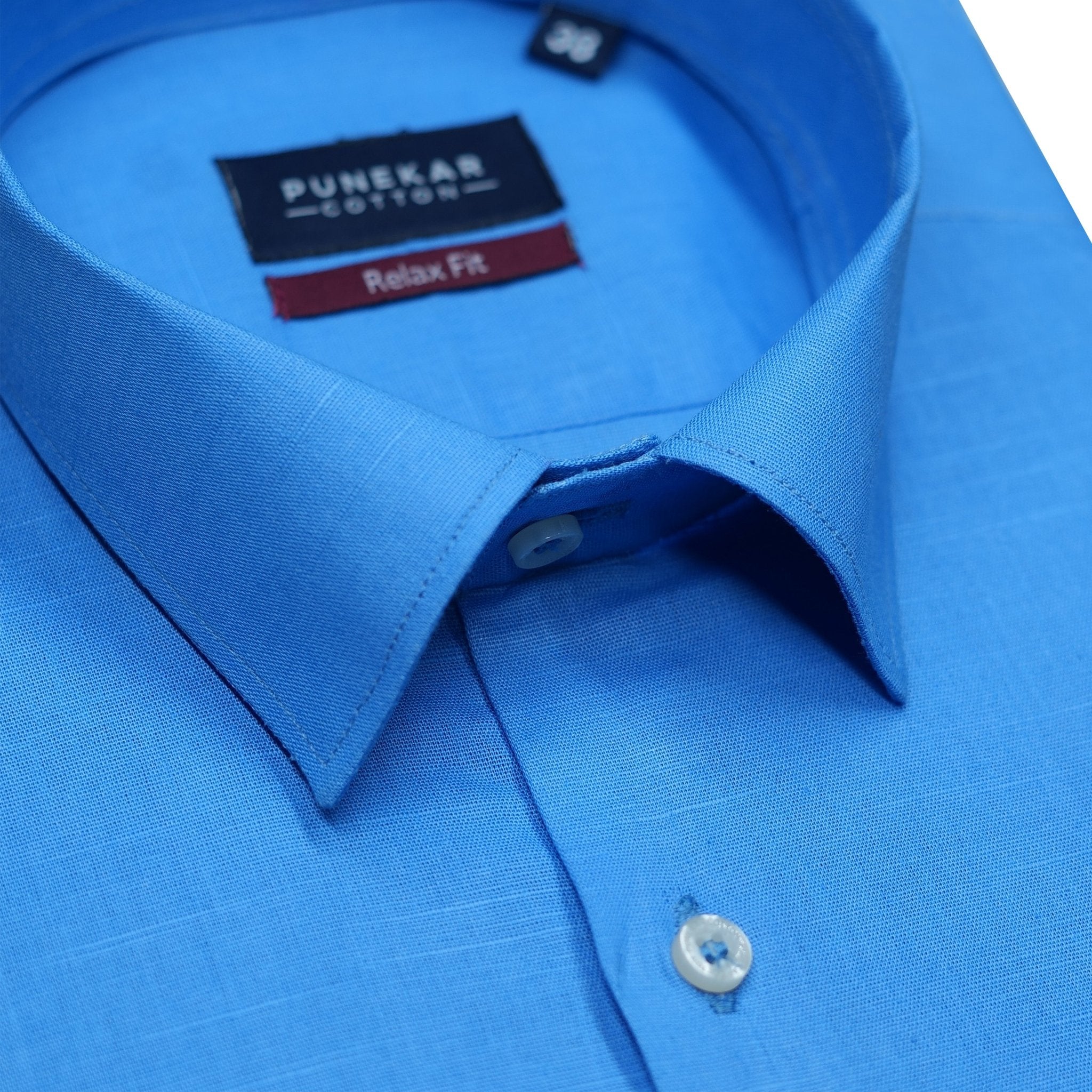 Blue Color Solid Pure Cotton For Men - Punekar Cotton