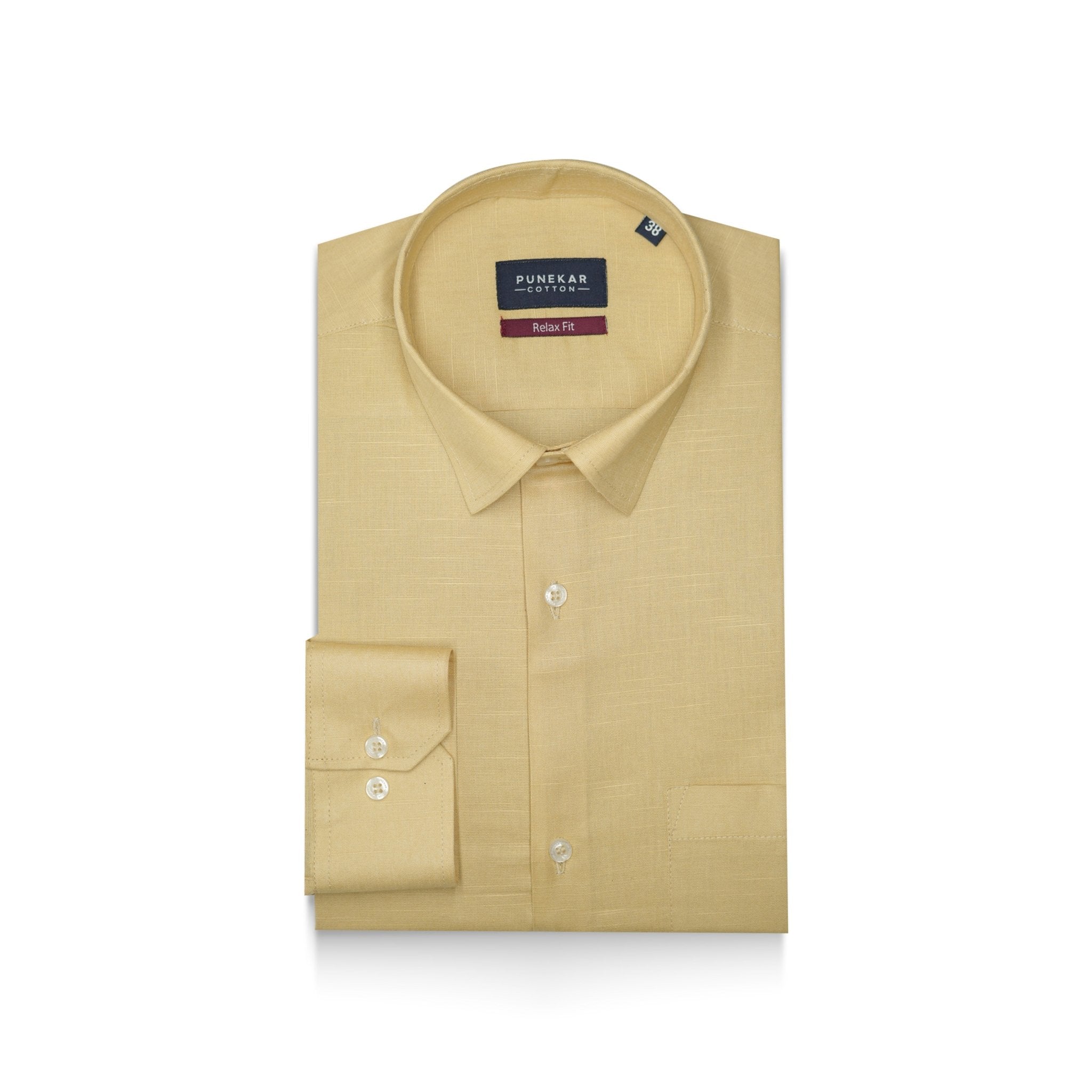 Cream Color Solid Pure Cotton For Men - Punekar Cotton