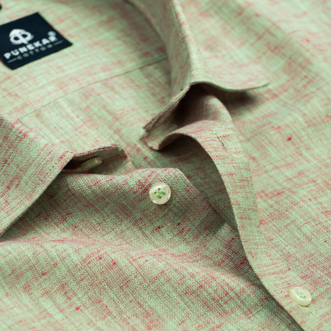 Green Pink Color Poly Cotton Shirt For Men - Punekar Cotton