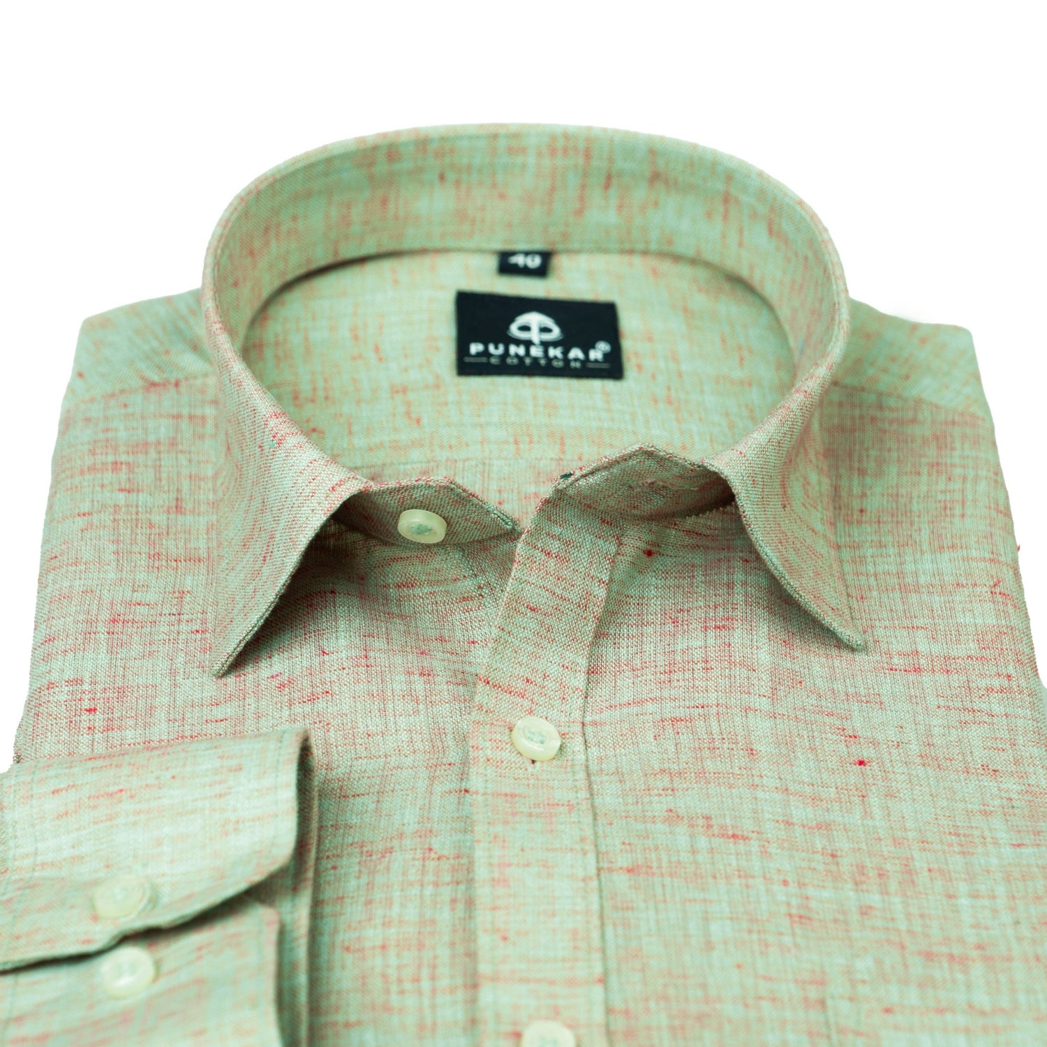 Green Pink Color Poly Cotton Shirt For Men - Punekar Cotton
