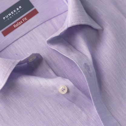 Lavender Color Poly Cotton Shirt For Men - Punekar Cotton