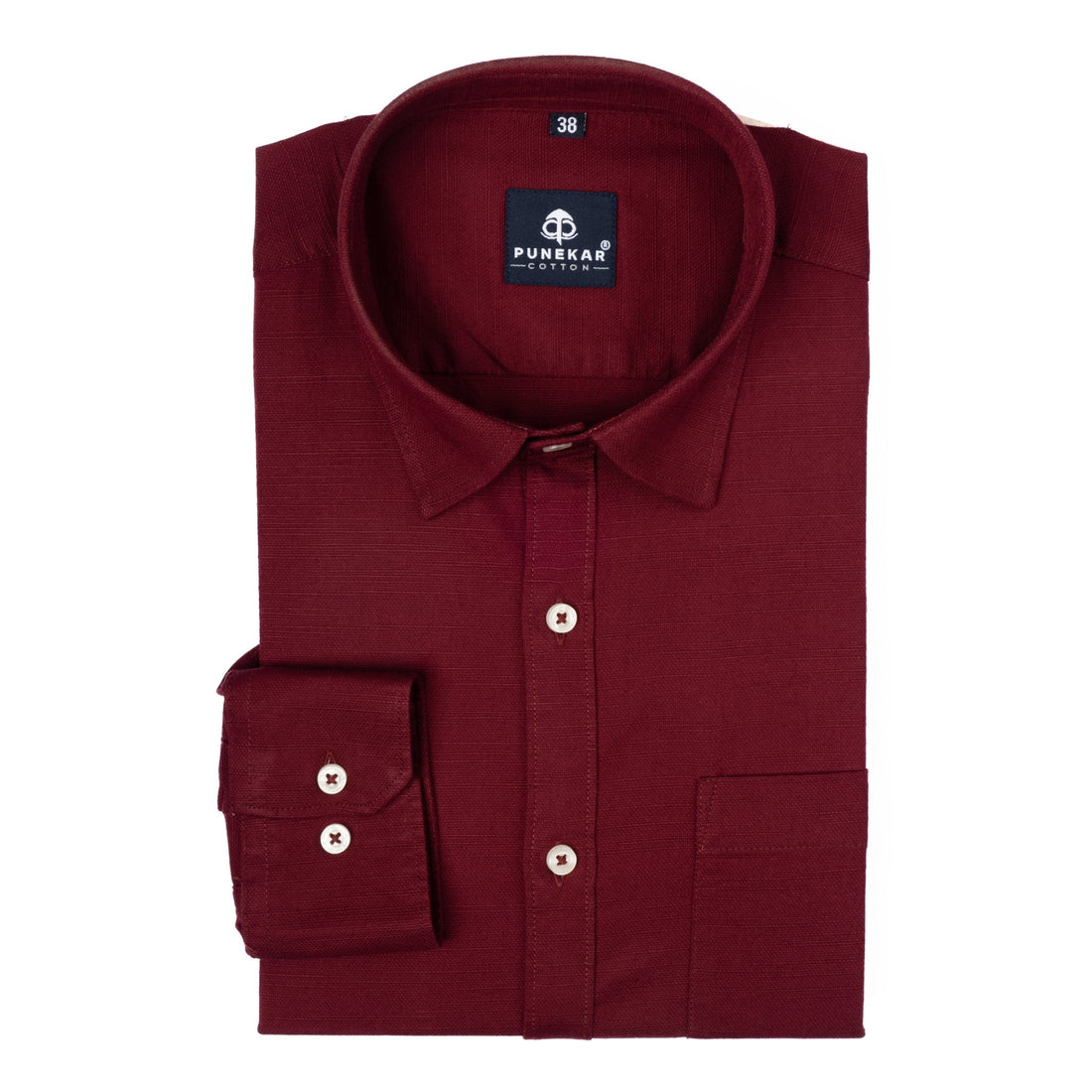 Maroon Color Cotton Linen Shirt For Men - Punekar Cotton