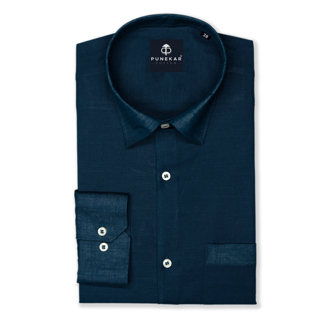 Navy Blue Color Lining Texture Pure Cotton Shirt For Men - Punekar Cotton