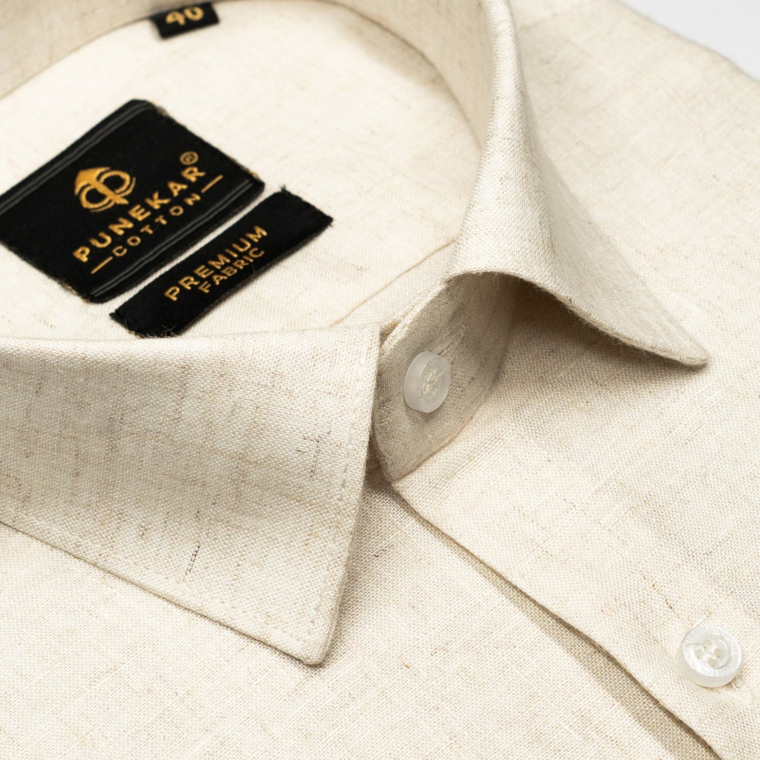 Off Cream Color Prime Linen Shirt For Men - Punekar Cotton