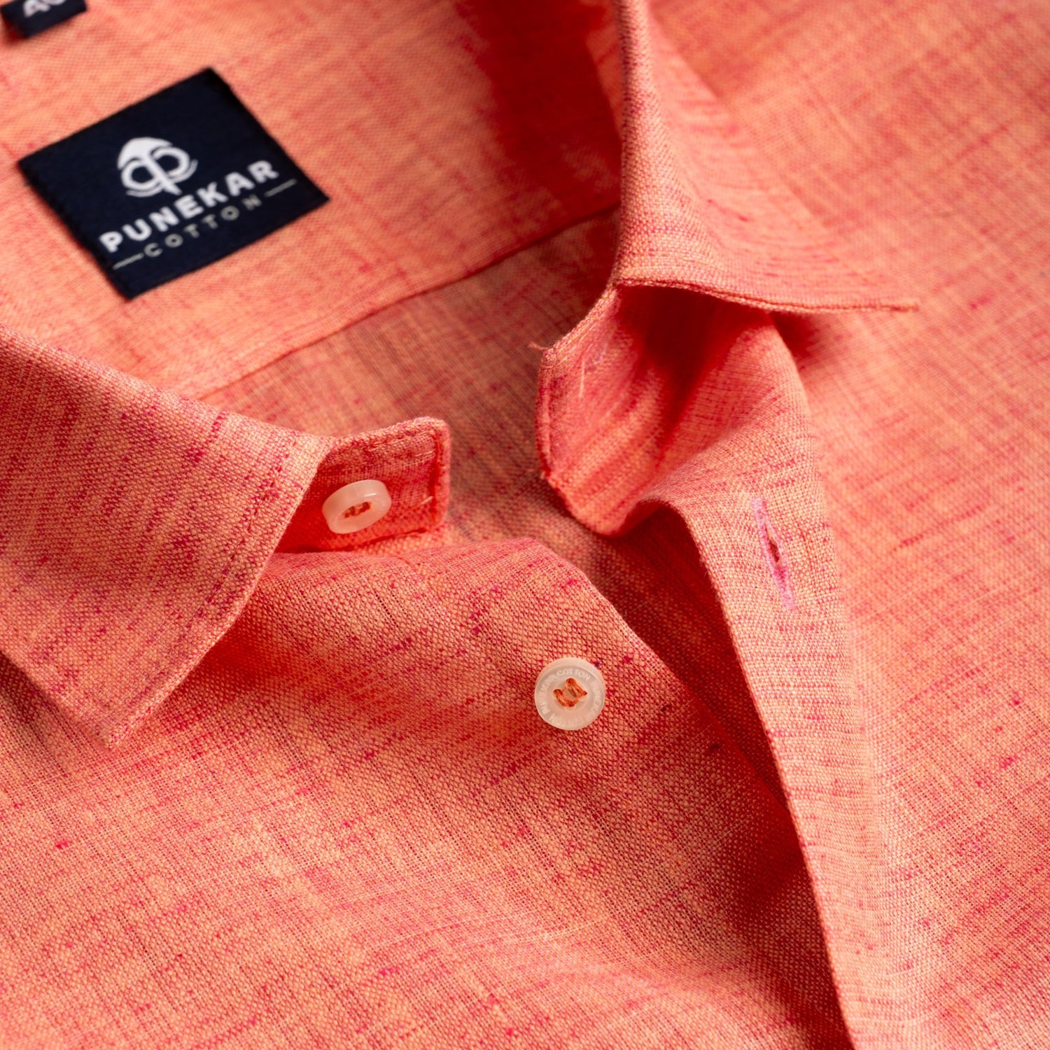 Peach Orange Color Poly Cotton Shirt For Men - Punekar Cotton