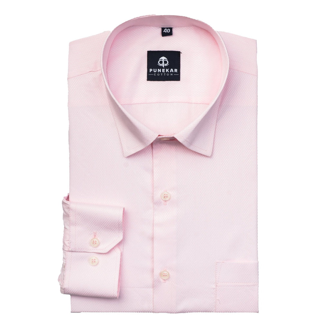 Pink Color Dotted Dobby Cotton Shirt For Men - Punekar Cotton