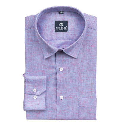 Purple Color Poly Cotton Shirt For Men - Punekar Cotton