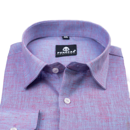 Purple Color Poly Cotton Shirt For Men - Punekar Cotton