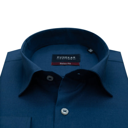 Royal Blue Color Solid Pure Cotton For Men - Punekar Cotton