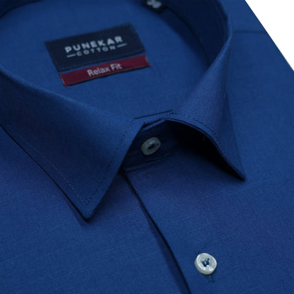 Royal Blue Color Solid Pure Cotton For Men - Punekar Cotton