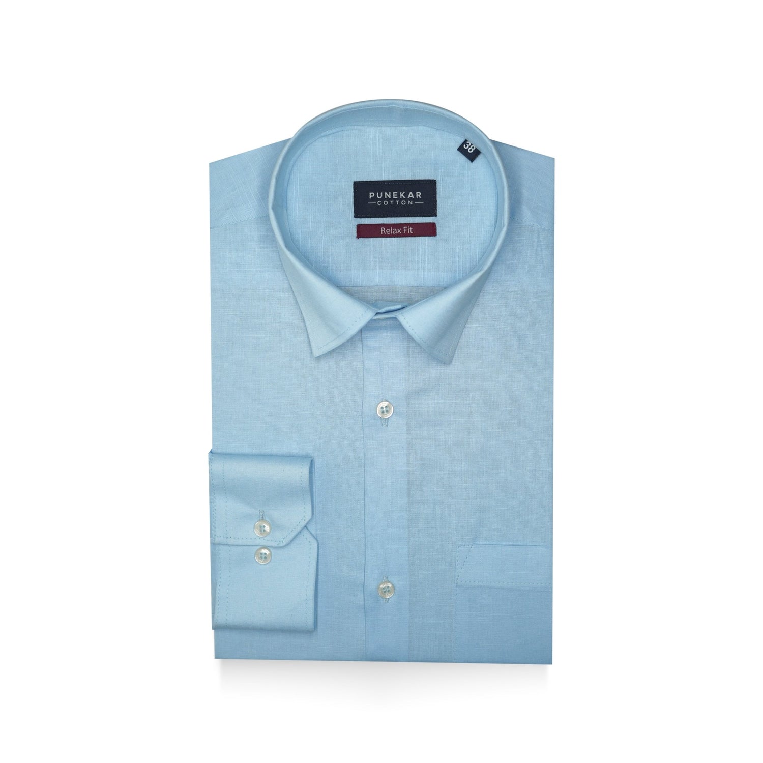 Sky Blue Color Solid Pure Cotton For Men - Punekar Cotton