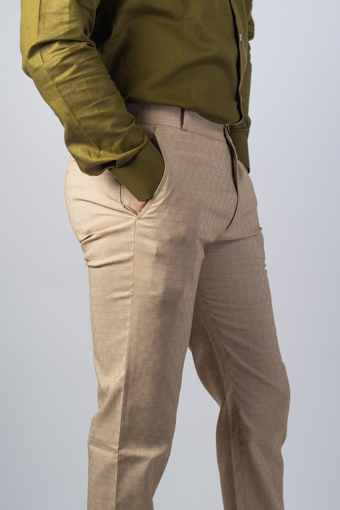 Buy online Beige Solid Flat Front Formal Trouser from Bottom Wear for Men  by Hangup for ₹799 at 50% off | 2024 Limeroad.com