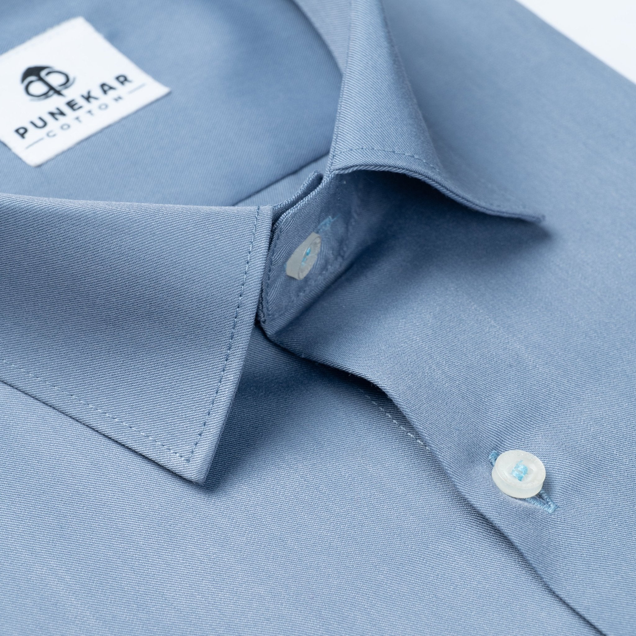 Light Blue Soft Satin Cotton Shirt For Men - Punekar Cotton