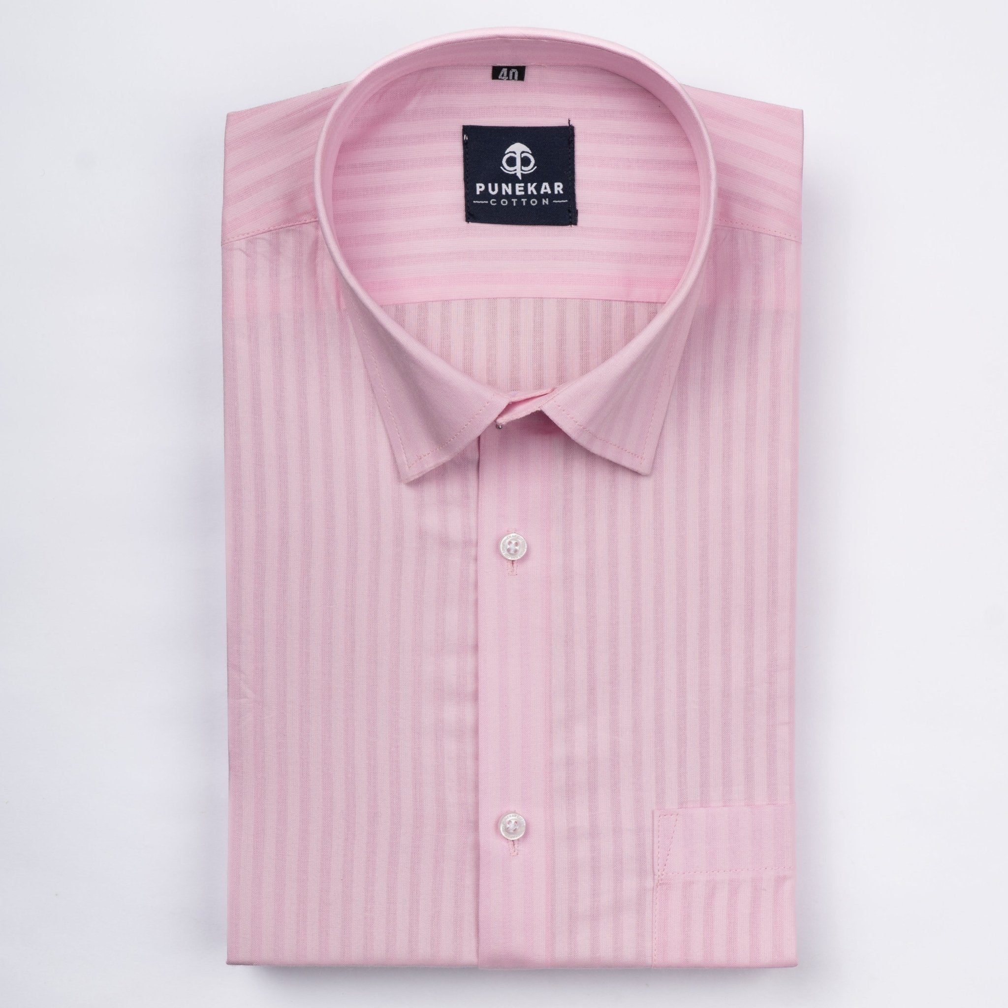 Pink Color vertical Cotton stripe Shirt For Men – Punekar Cotton