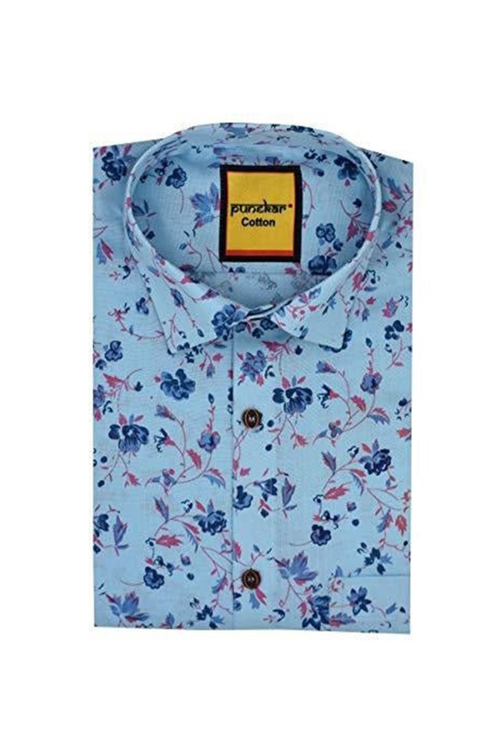 Punekar Cotton Printed Pure Cotton Handmade Formal Shirt for Men&